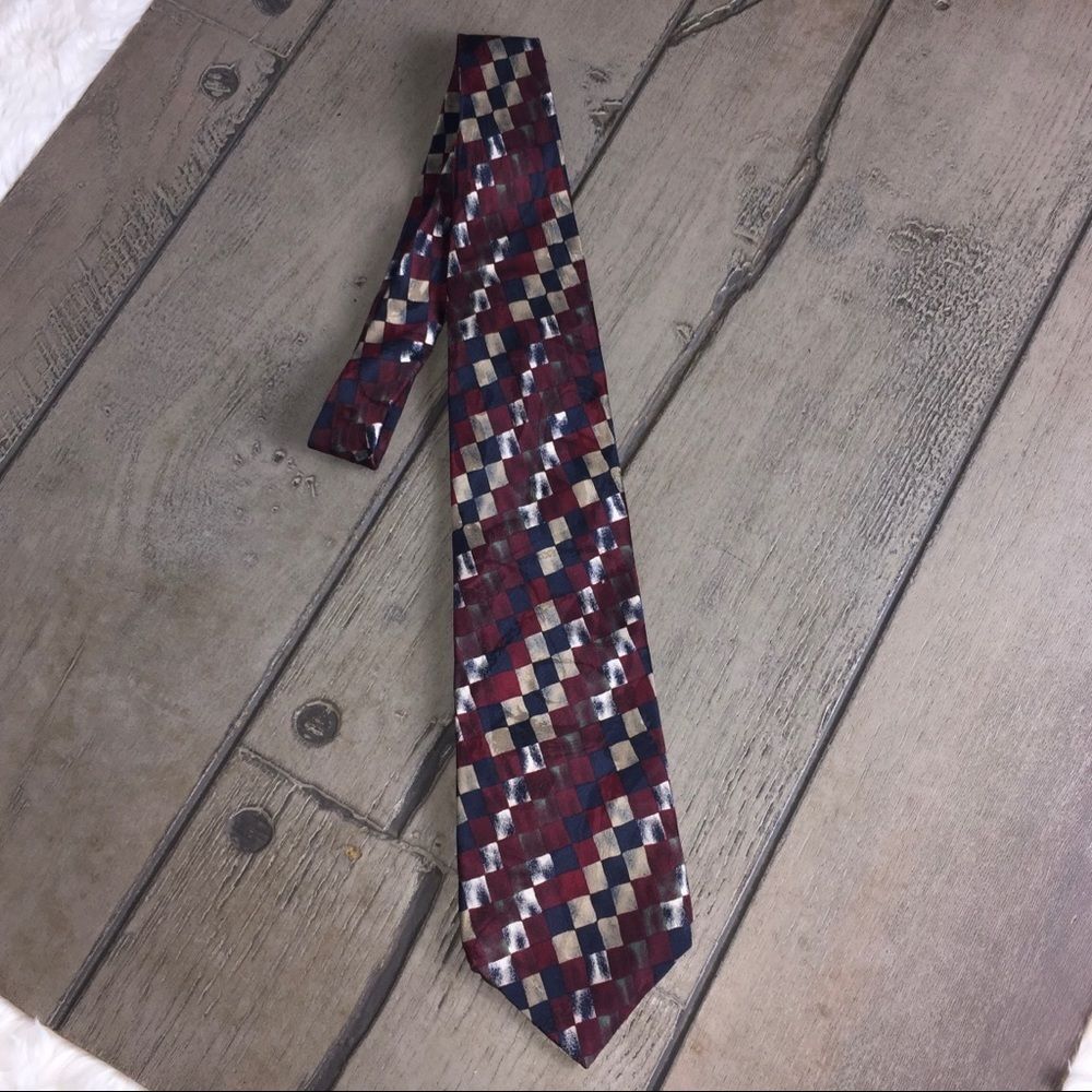 Burma Bibas 100% Silk Tie Geometric Made in USA Retro Career Business